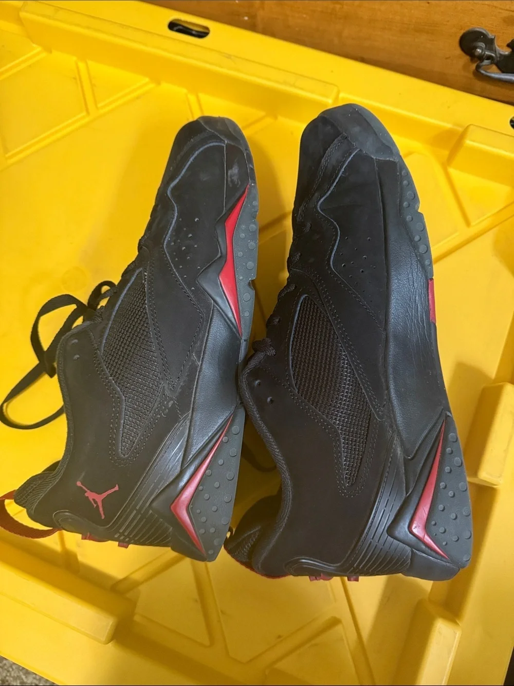 Jordan Nike Air Men's Black Sneakers with Red Accents